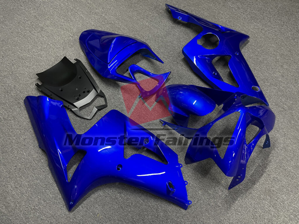 2003 - 2004 Kawasaki ZX6R Gloss Blue fairing set - ABS injection, custom painted by Monster Fairings
