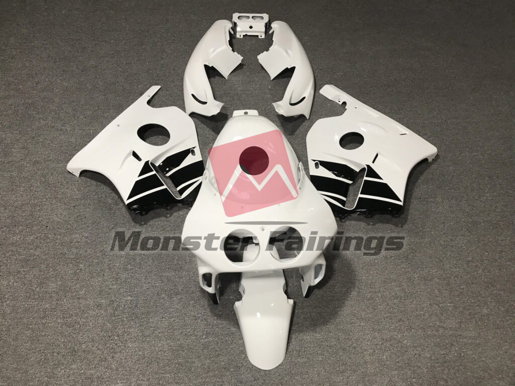 Honda CBR250RR 1990 - 1998 Gloss White with Black ABS fairings - custom motorcycle bodywork kit by Monster Fairings