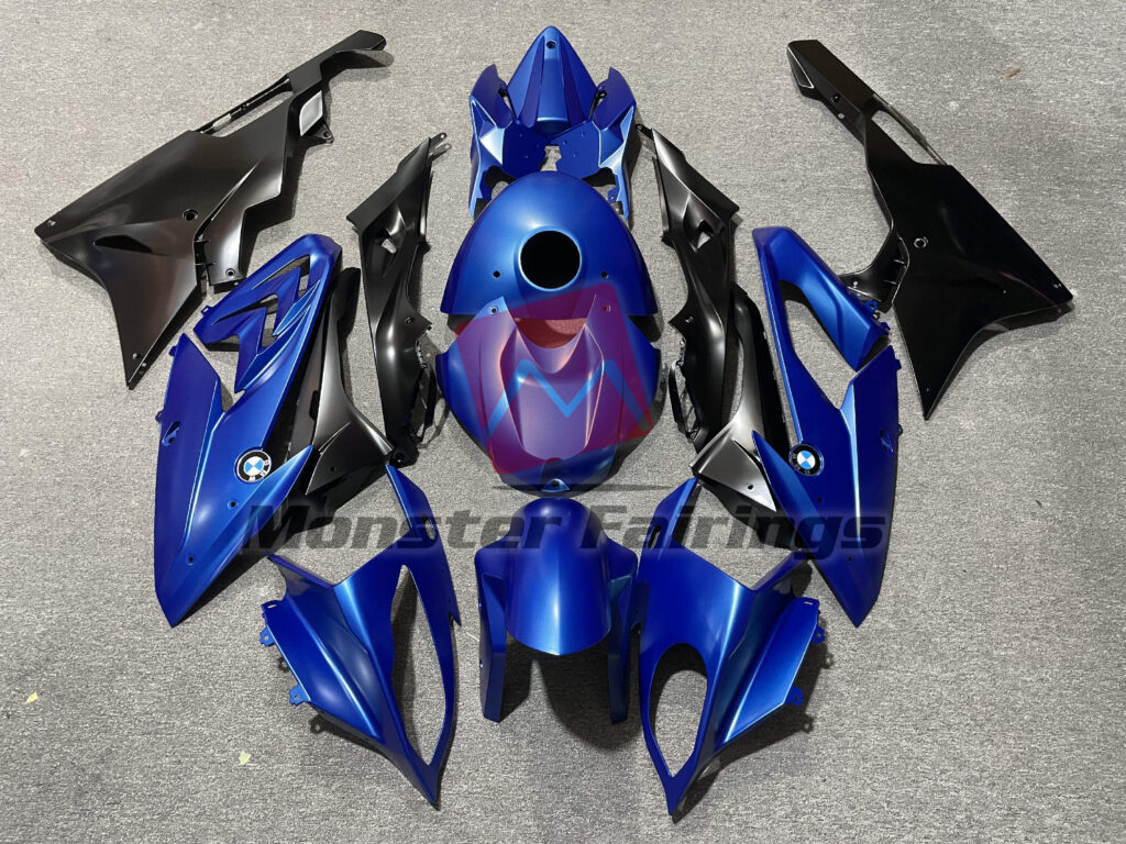 BMW S1000RR 2015 - 2016 Matte Black & Blue ABS fairings - custom motorcycle bodywork kit by Monster Fairings