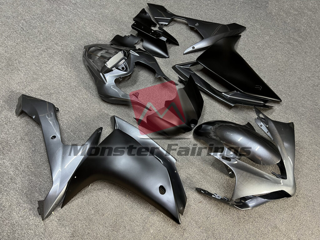 Yamaha R1 custom ABS fairings 2007 - 2008 in Gloss Grey & Matte Black - durable replacement kit, Monster Fairings