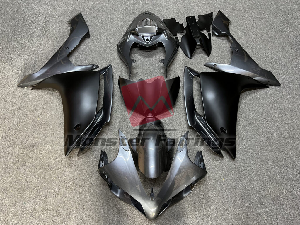 Yamaha R1 2007 - 2008 Gloss Grey & Matte Black ABS fairings - custom motorcycle bodywork kit by Monster Fairings