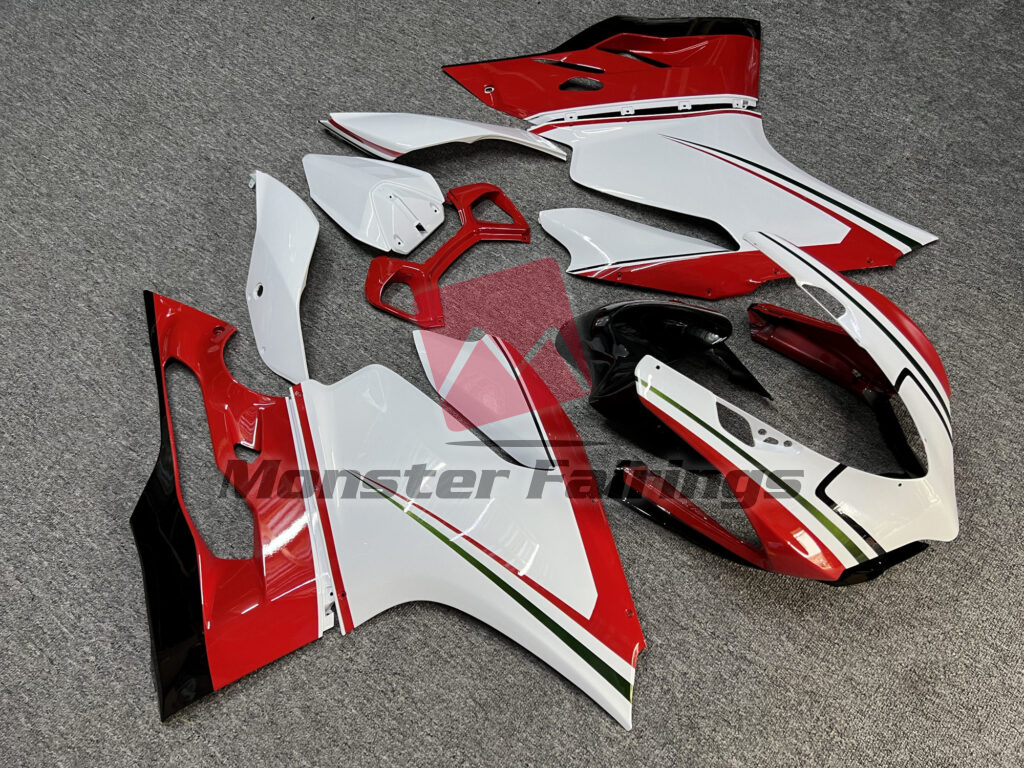 Gloss White with Red & Black ABS fairings for Ducati 1199 - premium OEM fit kit by Monster Fairings