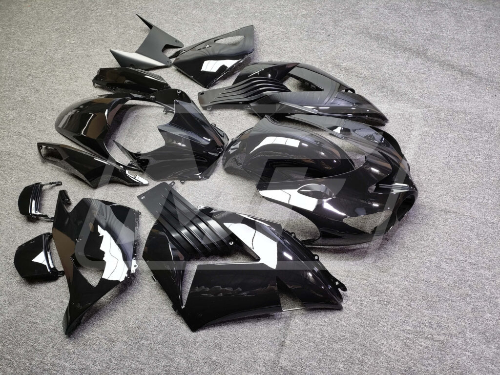 Kawasaki ZX14R custom ABS fairings 2006 - 2011 in Gloss Black - durable replacement kit, Monster Fairings