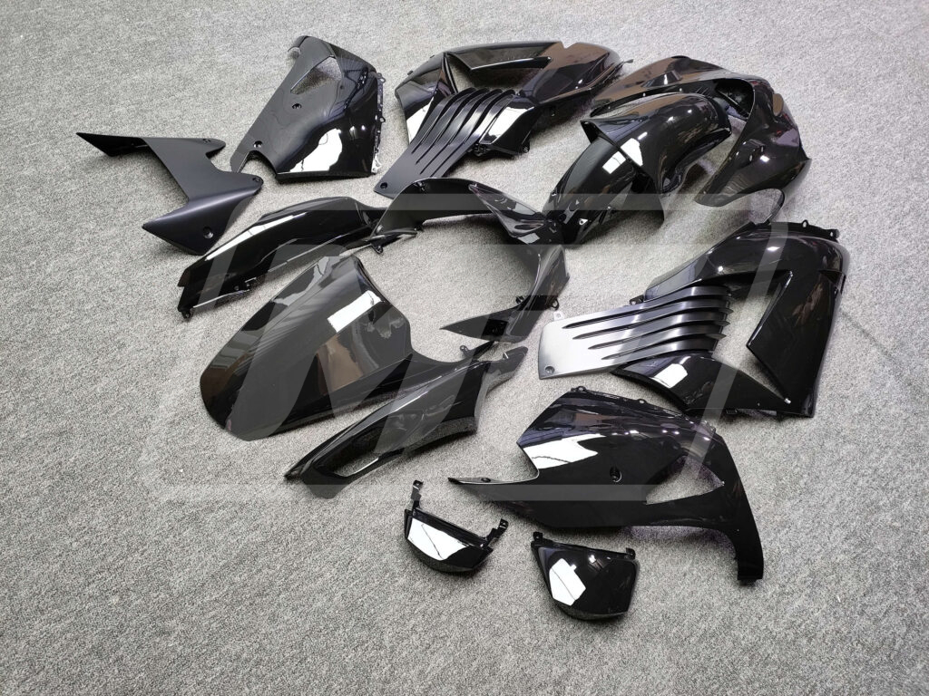 2006 - 2011 Kawasaki ZX14R Gloss Black fairing set - ABS injection, custom painted by Monster Fairings