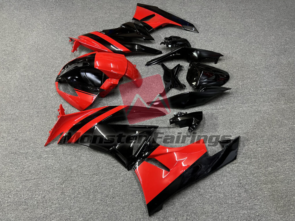 Kawasaki ZX6R custom ABS fairings 2009 - 2012 in Gloss Red & Black - durable replacement kit, Monster Fairings