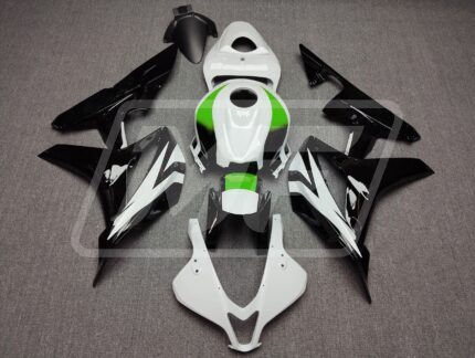 Honda CBR600RR 2007-2008 Gloss White & Black with Green ABS Fairings | Monster Fairings
