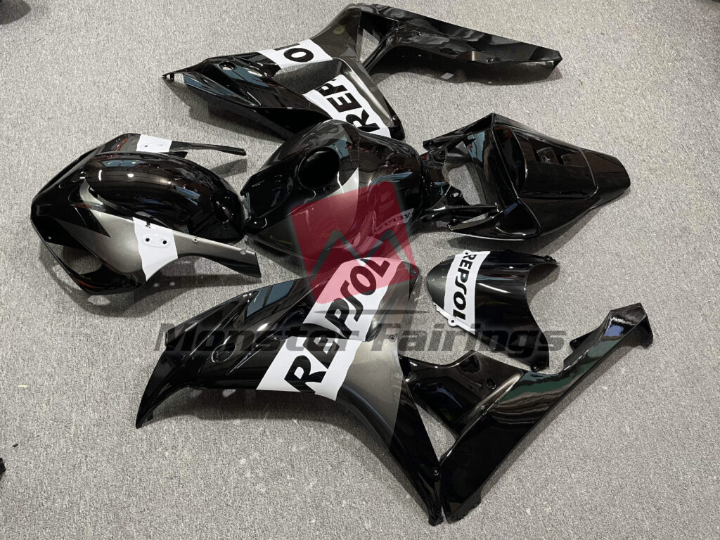2006 - 2007 Honda CBR1000RR Silver Repsol fairing set - ABS injection, custom painted by Monster Fairings