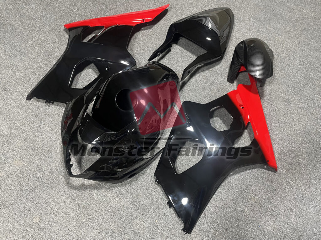 Gloss Black & Red with Carbon Fiber ABS fairings for Suzuki GSXR 1000 2003 - 2004 - premium OEM fit kit by Monster Fairings