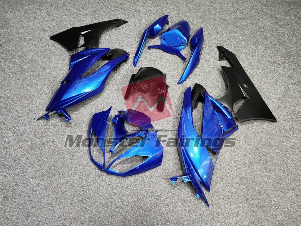 2009 - 2012 Kawasaki ZX6R Gloss Blue Matte Black fairing set - ABS injection, custom painted by Monster Fairings