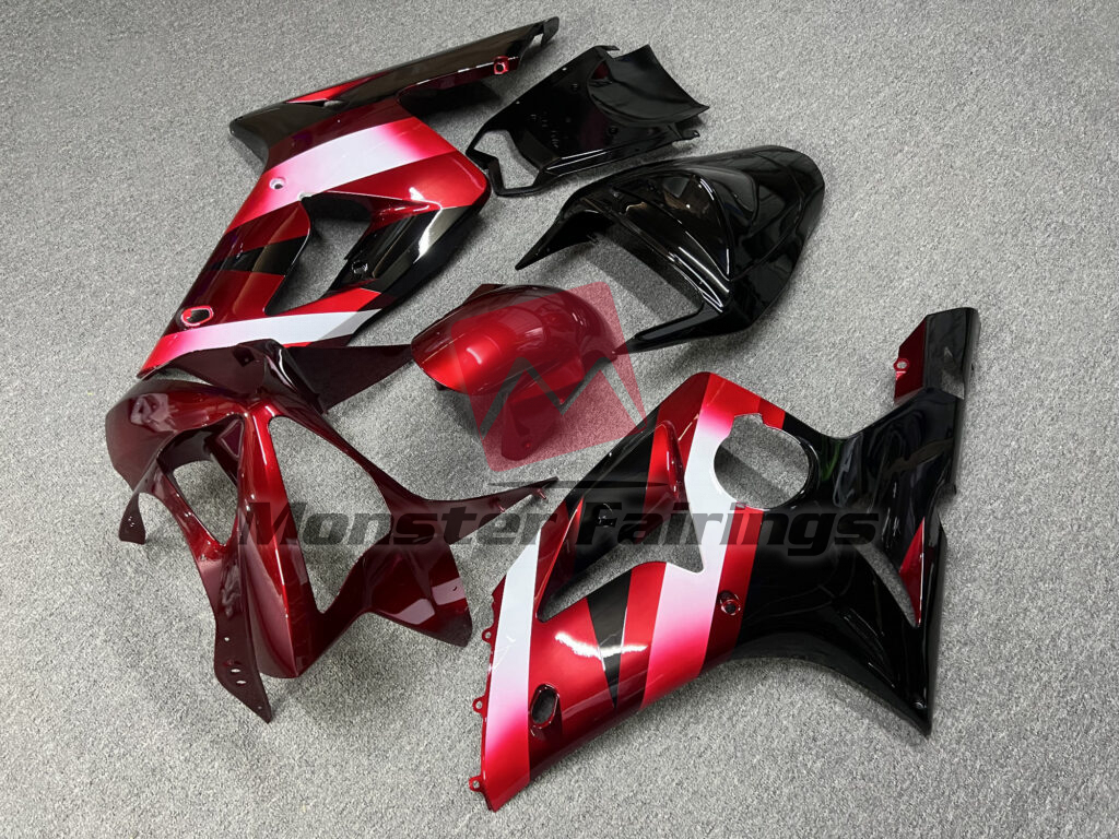 Gloss Red & Black Stripes ABS fairings for Kawasaki ZX6R 2003 - 2004 - premium OEM fit kit by Monster Fairings