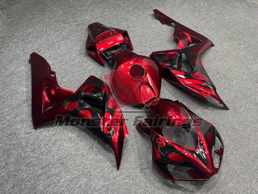 Honda CBR1000RR custom ABS fairings 2006 - 2007 in Gloss Red & Black - durable replacement kit, Monster Fairings