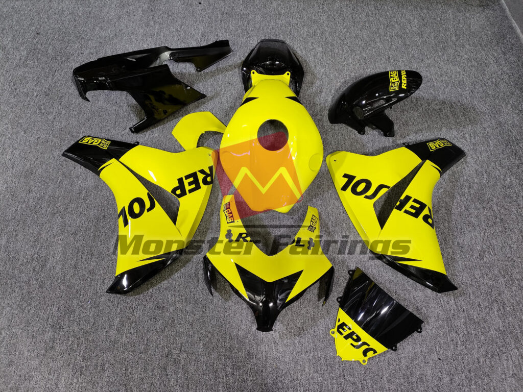 Honda CBR1000RR 2008 - 2011 Gloss Yellow and Black Repsol ABS fairings - custom motorcycle bodywork kit by Monster Fairings