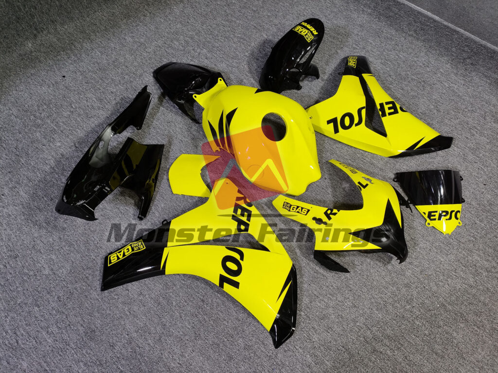 Honda CBR1000RR custom ABS fairings 2008 - 2011 in Gloss Yellow and Black Repsol - durable replacement kit, Monster Fairings