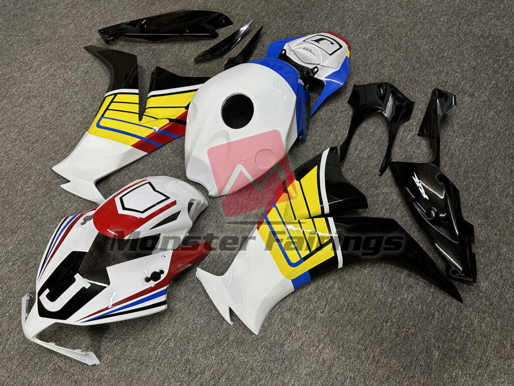 Honda CBR1000RR custom ABS fairings 2012 - 2016 in Gloss White & Black With Yellow - durable replacement kit, Monster Fairings
