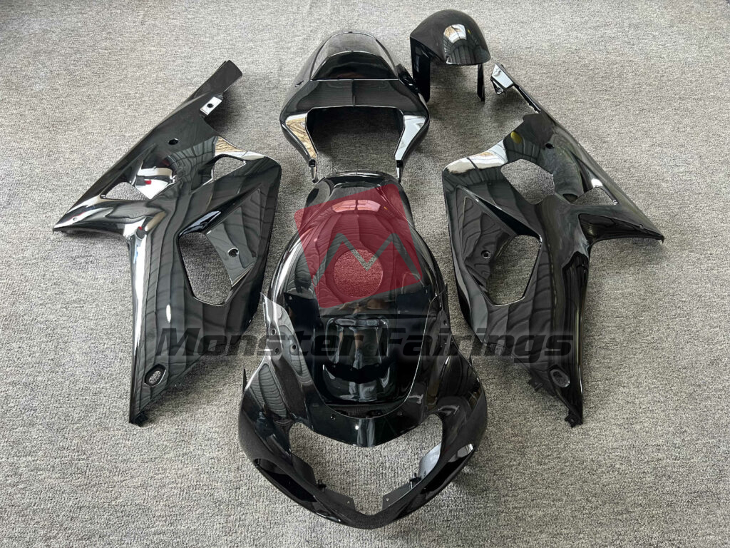 Suzuki GSXR 600 - 750 2001 - 2003 Gloss Black Plain ABS fairings - custom motorcycle bodywork kit by Monster Fairings