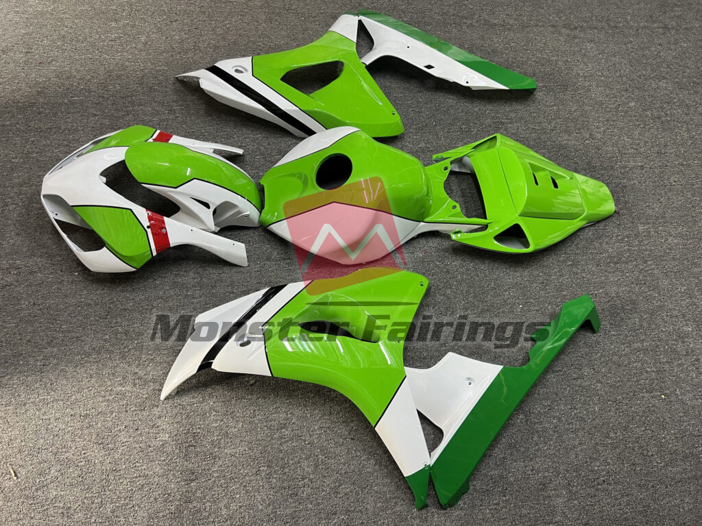 Honda CBR1000RR custom ABS fairings 2006 - 2007 in Gloss White & Green - durable replacement kit, Monster Fairings