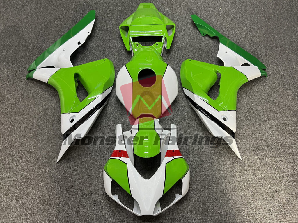 Honda CBR1000RR 2006 - 2007 Gloss White & Green ABS fairings - custom motorcycle bodywork kit by Monster Fairings