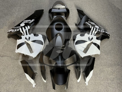 (IN STOCK) Honda CBR600RR 2005-2006 Matte Black with White Punisher Logo ABS Fairings | Monster Fairings