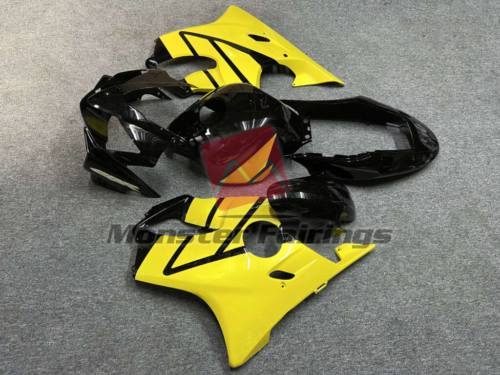 2004 - 2007 Honda CBR600 F4i Gloss Yellow & Black fairing set - ABS injection, custom painted by Monster Fairings