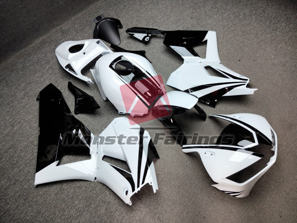 2013 - 2025 Honda CBR600RR Gloss White & Black fairing set - ABS injection, custom painted by Monster Fairings
