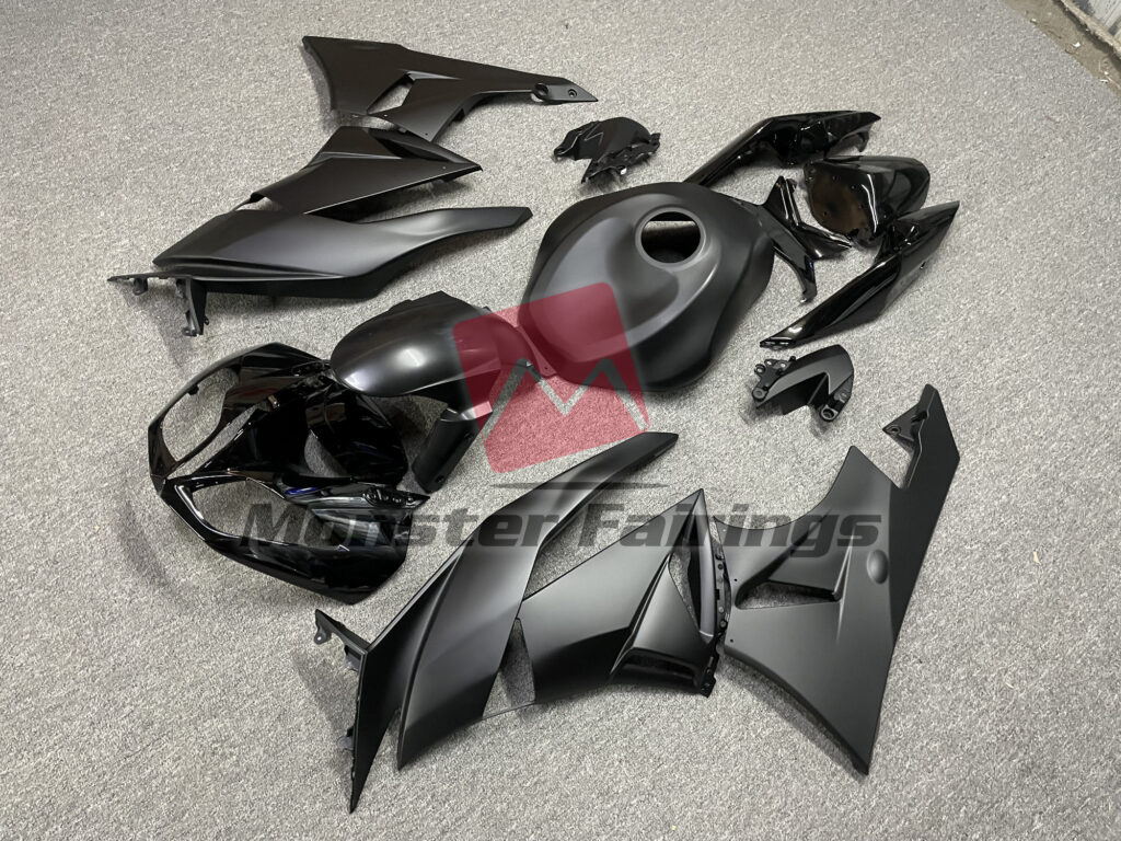 Kawasaki ZX6R custom ABS fairings 2009 - 2012 in Matte & Gloss Black - durable replacement kit, Monster Fairings