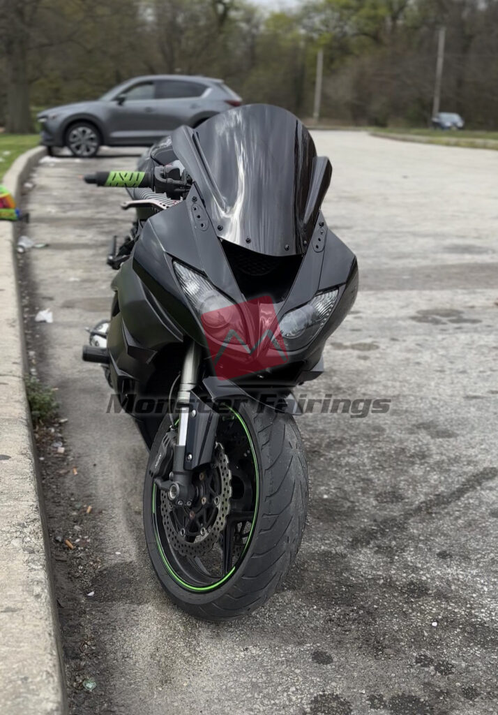 Monster Fairings ABS fairing kit for Kawasaki ZX6R 2009 - 2012 - Matte & Gloss Black, precise OEM fit