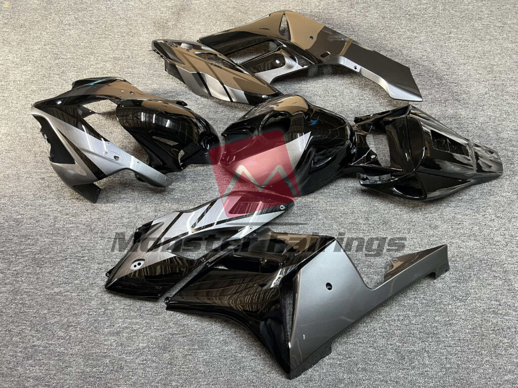 2004 - 2005 Honda CBR1000RR Gloss Black & Silver fairing set - ABS injection, custom painted by Monster Fairings