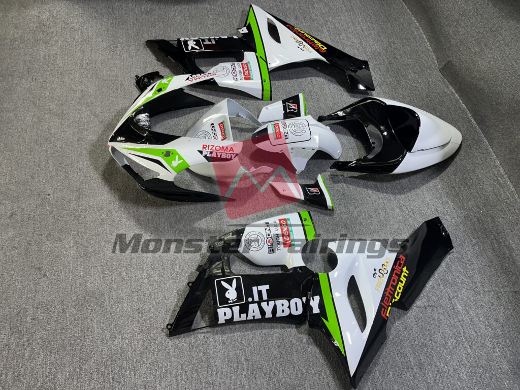2005 - 2006 Kawasaki ZX6R Playboy fairing set - ABS injection, custom painted by Monster Fairings