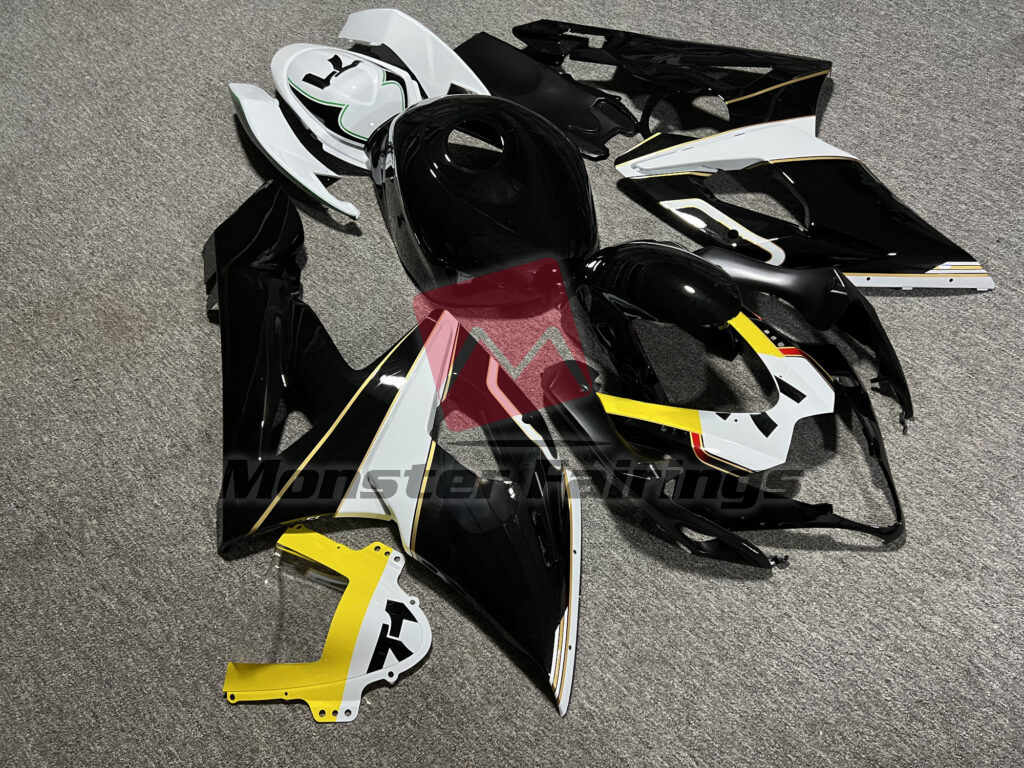 Gloss Black & White with Yellow ABS fairings for Suzuki GSXR 1000 2005 - 2006 - premium OEM fit kit by Monster Fairings