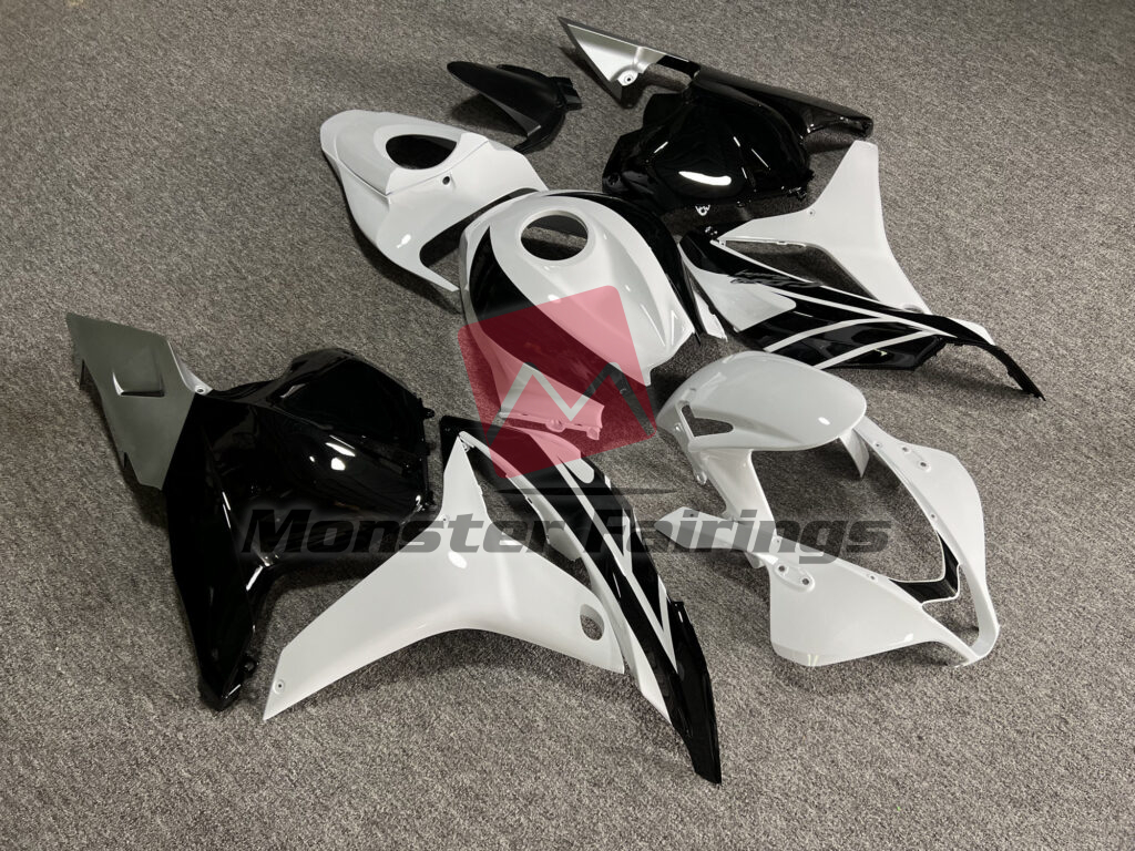 Honda CBR600RR custom ABS fairings 2009 - 2012 in Gloss Black & White Silver - durable replacement kit, Monster Fairings