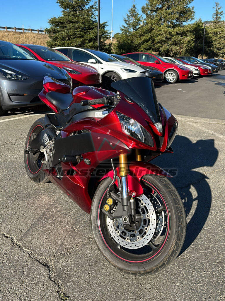 Monster Fairings ABS fairing kit for Yamaha R6 2006 - 2007 - Gloss Candy Red & Matte Black, precise OEM fit