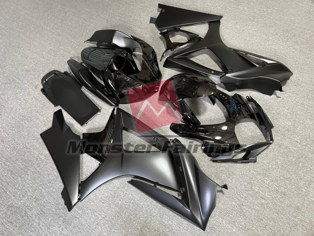 Suzuki GSXR 1000 custom ABS fairings 2007 - 2008 in Matte & Gloss Black - durable replacement kit, Monster Fairings