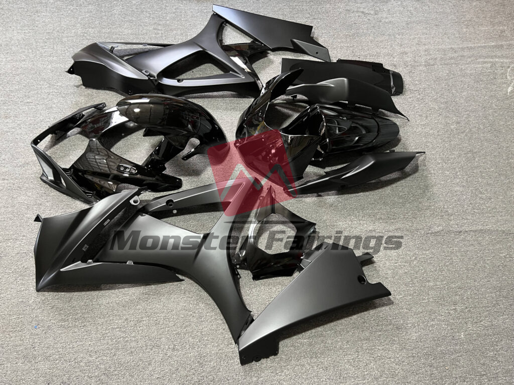 2007 - 2008 Suzuki GSXR 1000 Matte & Gloss Black fairing set - ABS injection, custom painted by Monster Fairings
