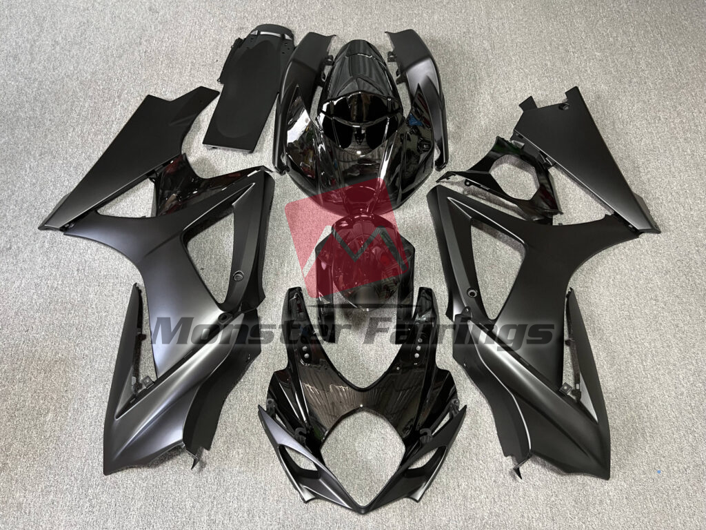 Suzuki GSXR 1000 2007 - 2008 Matte & Gloss Black ABS fairings - custom motorcycle bodywork kit by Monster Fairings