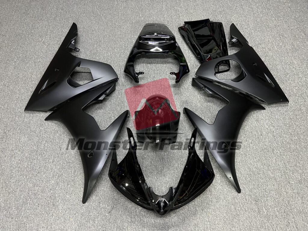 Yamaha R6 2005 Matte & Gloss Black ABS fairings - custom motorcycle bodywork kit by Monster Fairings