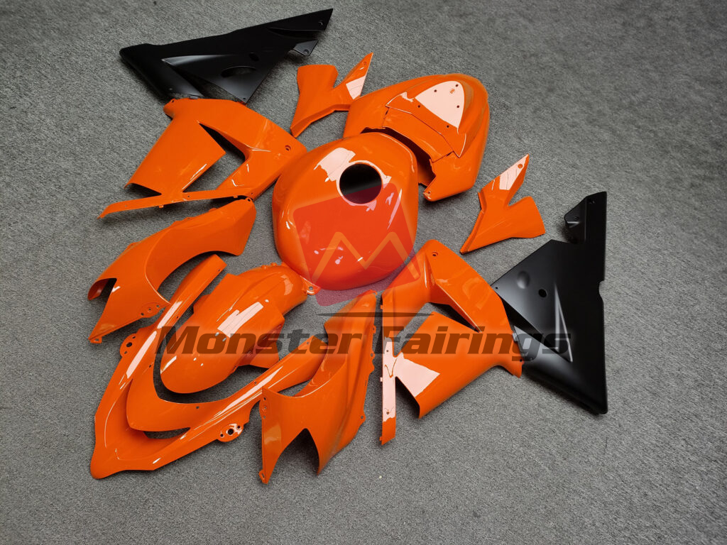 Kawasaki ZX10R custom ABS fairings 2004 - 2005 in Gloss Orange & Matte Black - durable replacement kit, Monster Fairings