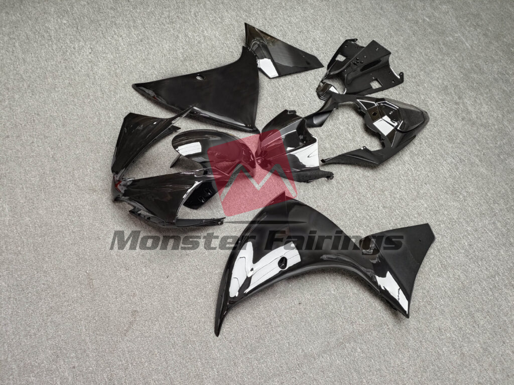 2012 - 2014 Yamaha R1 Gloss Black fairing set - ABS injection, custom painted by Monster Fairings