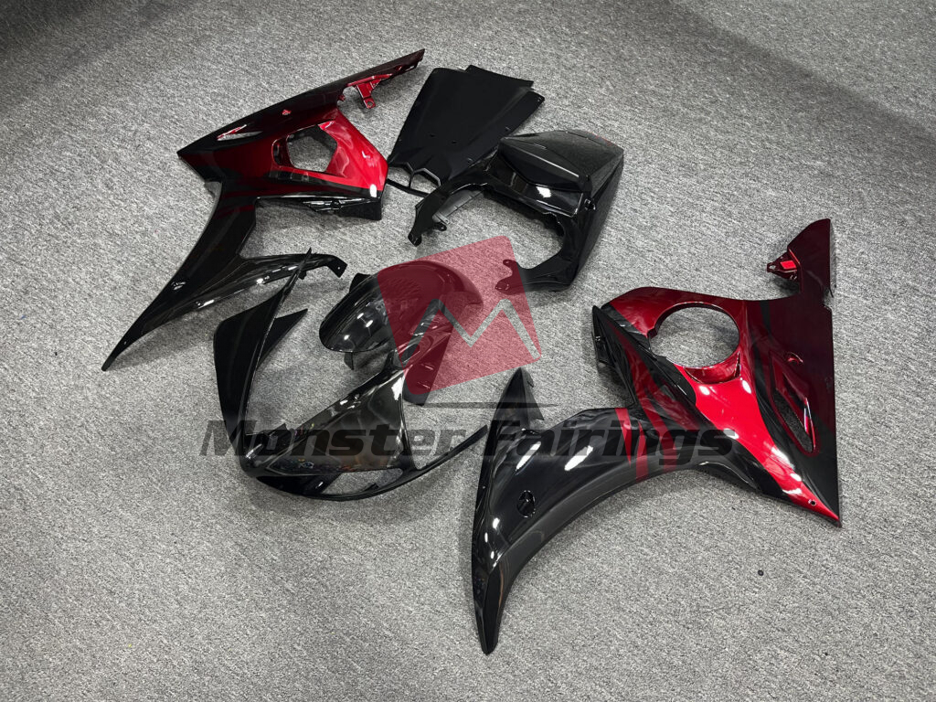 Gloss Black & Red ABS fairings for Yamaha R6 2005 - premium OEM fit kit by Monster Fairings