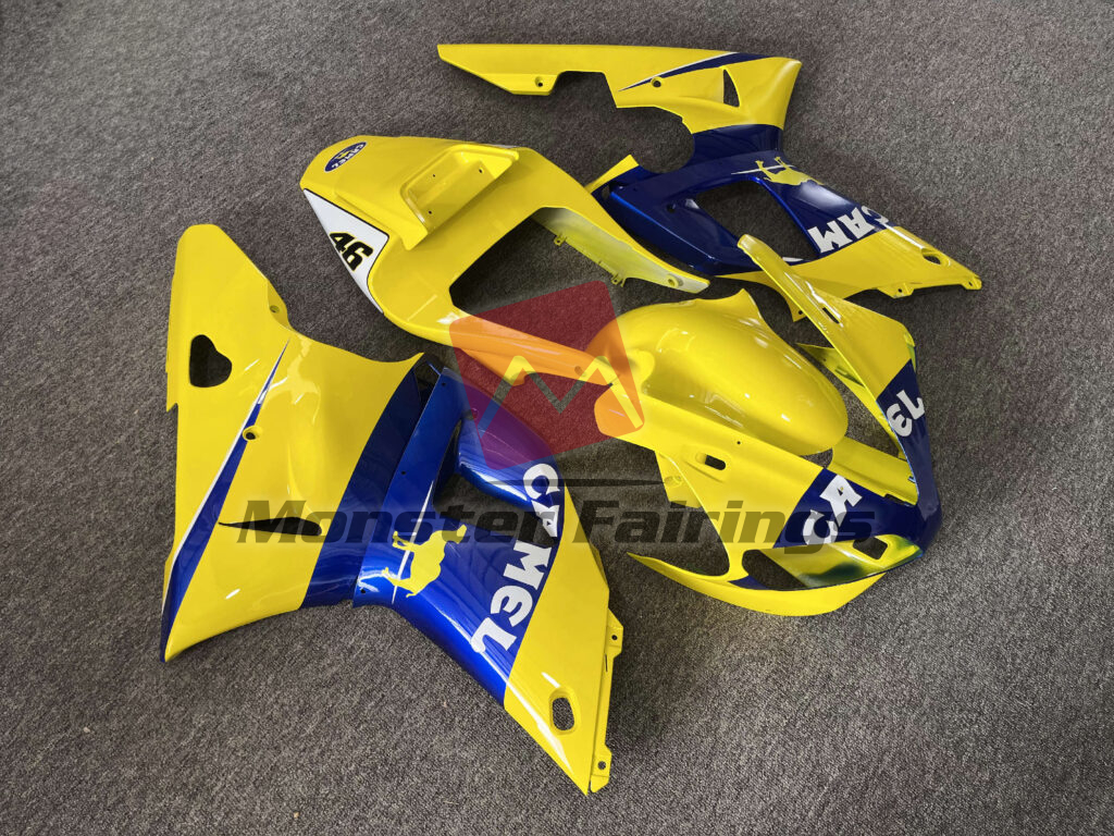 Yamaha R1 custom ABS fairings 2000 - 2001 in Gloss Yellow & Blue Camel - durable replacement kit, Monster Fairings