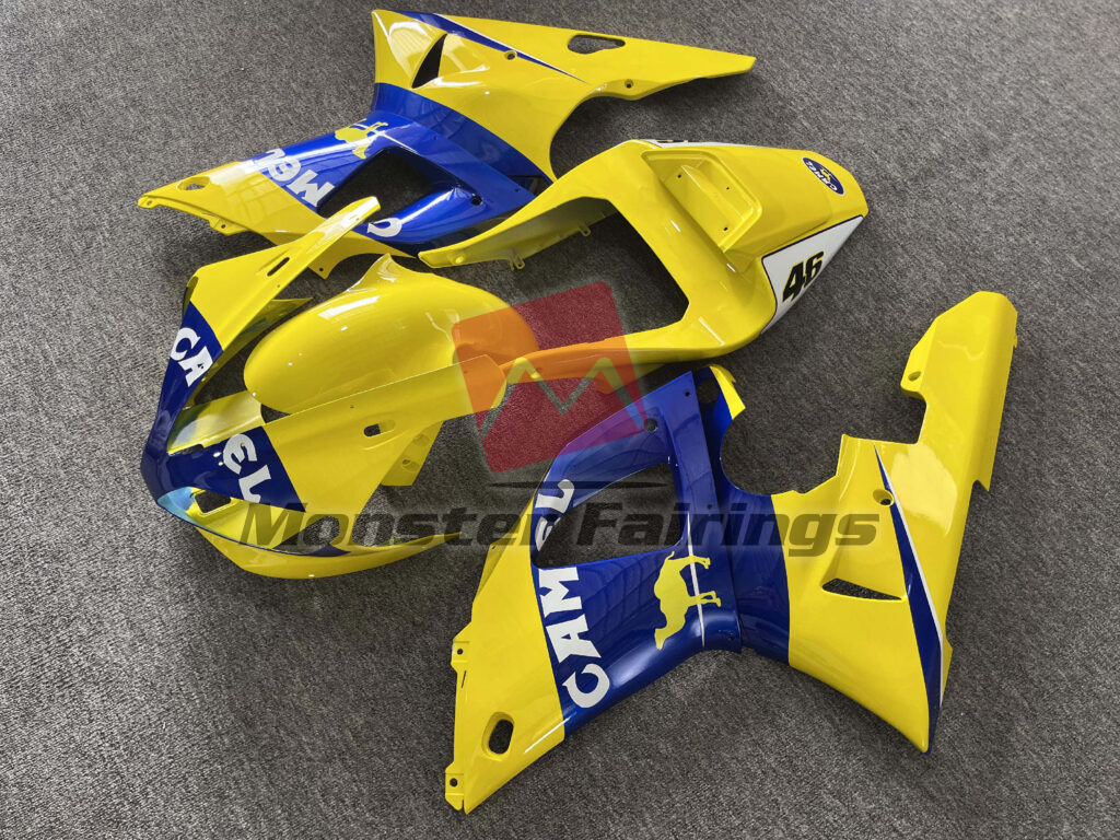 Gloss Yellow & Blue Camel ABS fairings for Yamaha R1 2000 - 2001 - premium OEM fit kit by Monster Fairings