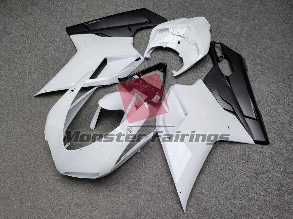 Gloss White with Matte Black ABS fairings for Ducati 848 1098 1198 2007 - 2012 - premium OEM fit kit by Monster Fairings