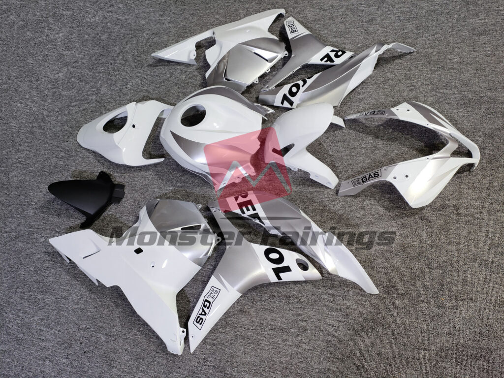 Honda CBR600RR custom ABS fairings 2009 - 2012 in Gloss White & Silver Repsol - durable replacement kit, Monster Fairings