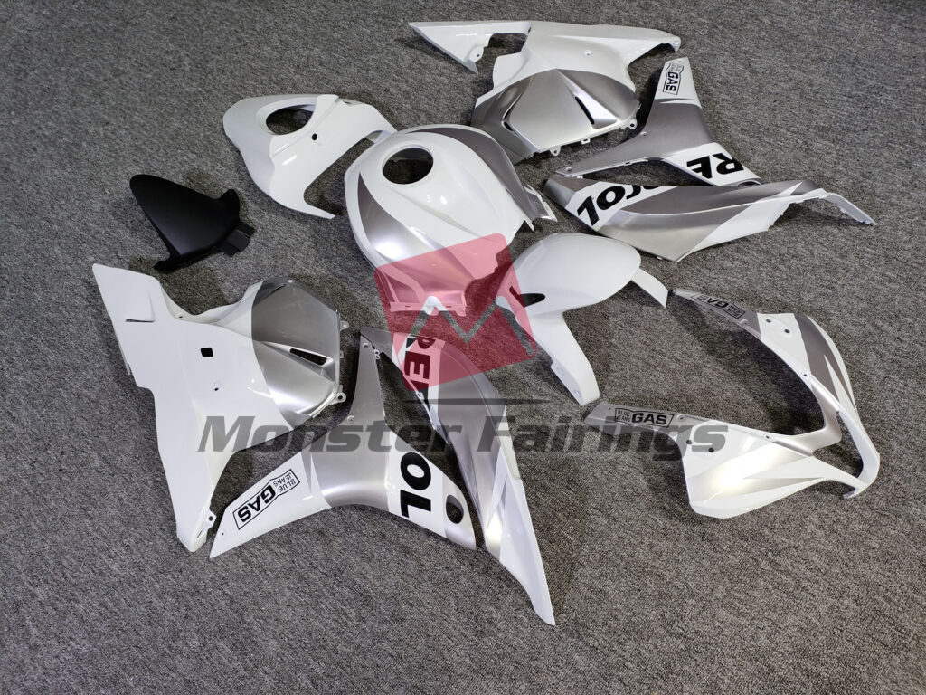 2009 - 2012 Honda CBR600RR Gloss White & Silver Repsol fairing set - ABS injection, custom painted by Monster Fairings