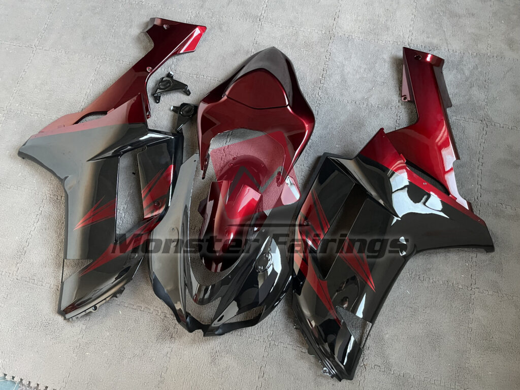 Kawasaki ZX6R custom ABS fairings 2007 - 2008 in Deep Red - durable replacement kit, Monster Fairings