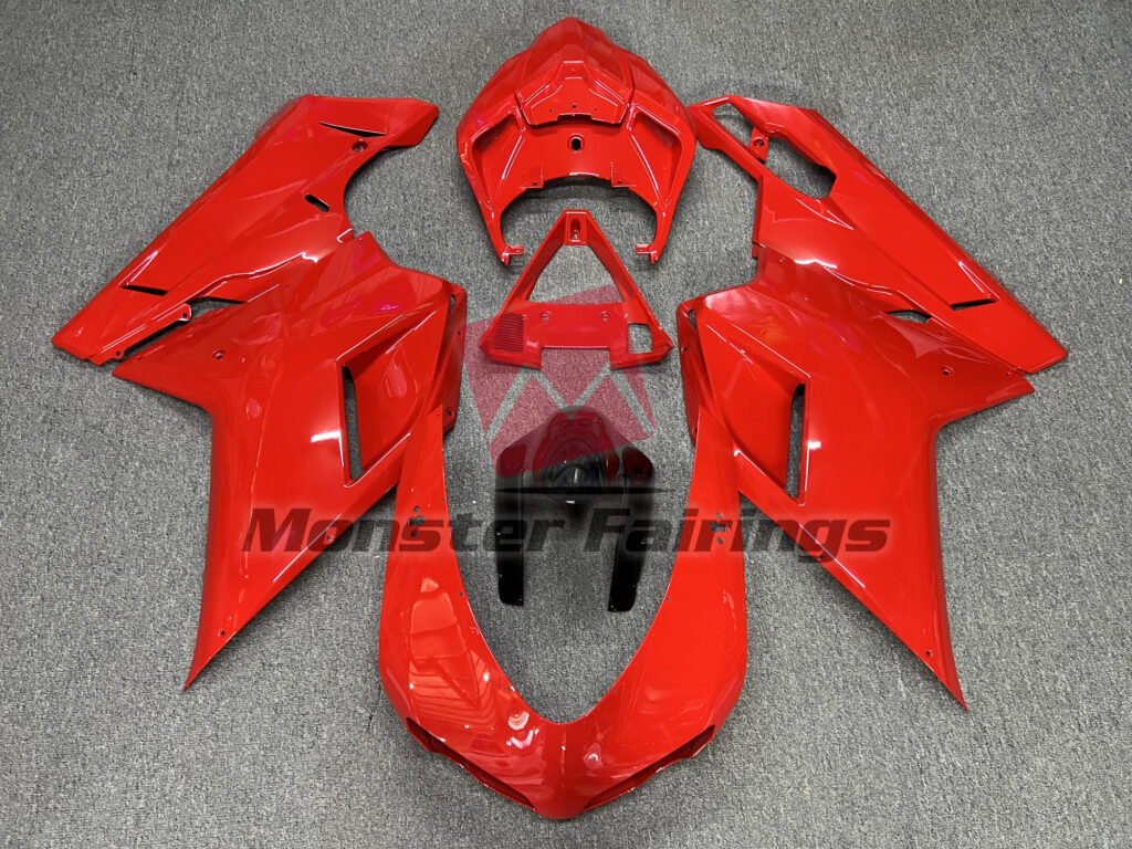 Ducati 848 1098 1198 2007 - 2012 OEM Style Gloss Red ABS fairings - custom motorcycle bodywork kit by Monster Fairings