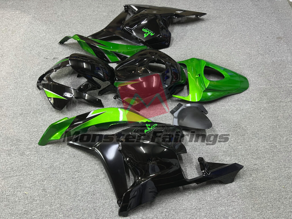 2009 - 2012 Honda CBR600RR Special Green Gloss Black fairing set - ABS injection, custom painted by Monster Fairings