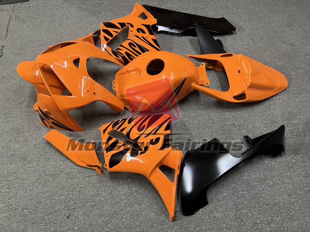 2005 - 2006 Honda CBR600RR Tribal Orange fairing set - ABS injection, custom painted by Monster Fairings