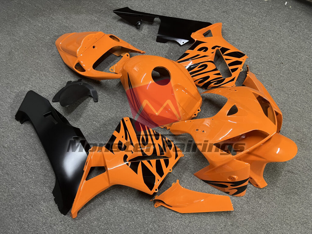 Honda CBR600RR custom ABS fairings 2005 - 2006 in Tribal Orange - durable replacement kit, Monster Fairings