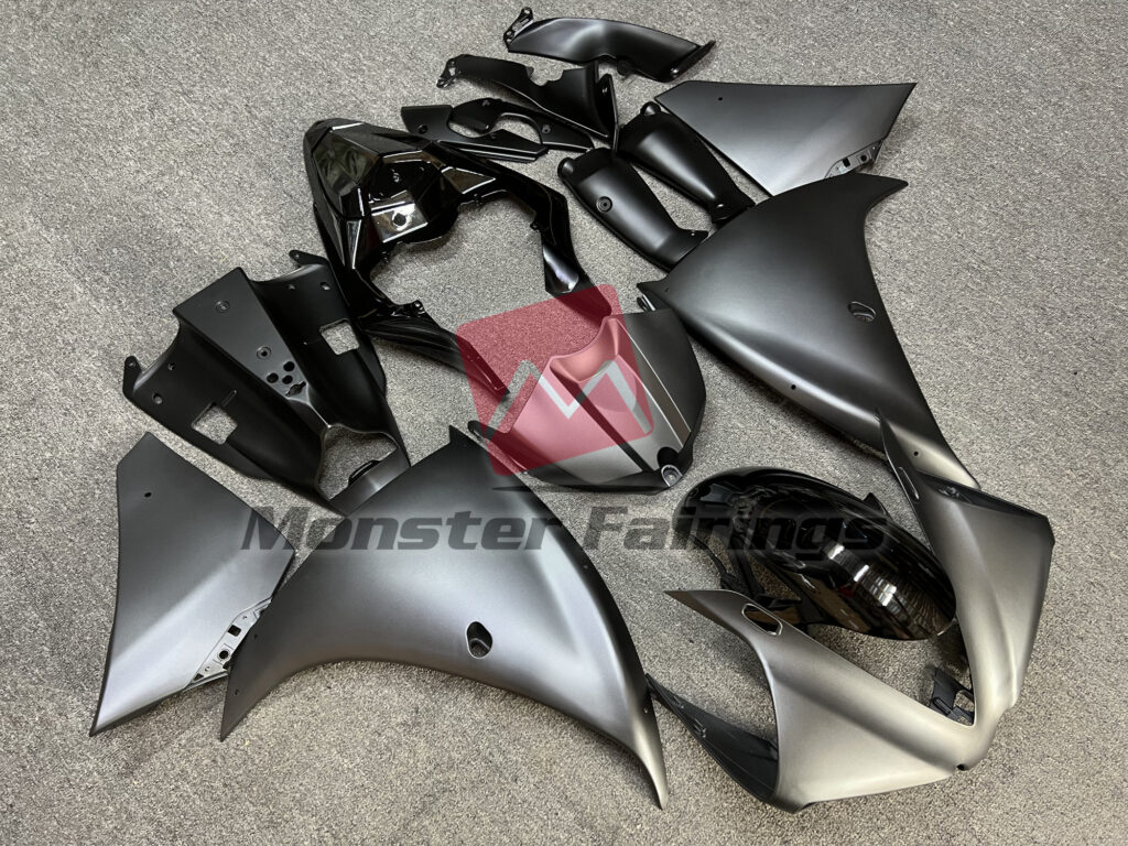 Yamaha R1 custom ABS fairings 2012 - 2014 in Total Black - durable replacement kit, Monster Fairings