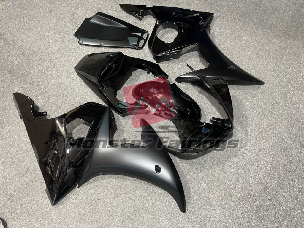 Yamaha R6 custom ABS fairings 2003 - 2004 in Gloss & Matte Black - durable replacement kit, Monster Fairings